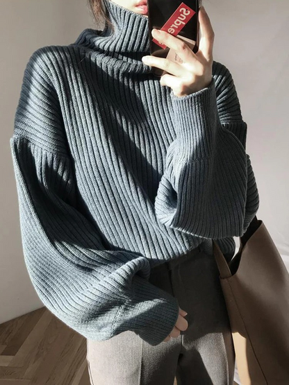 Oversize Thick Lined Turtleneck Jumper for Women |  Ideal for Winter