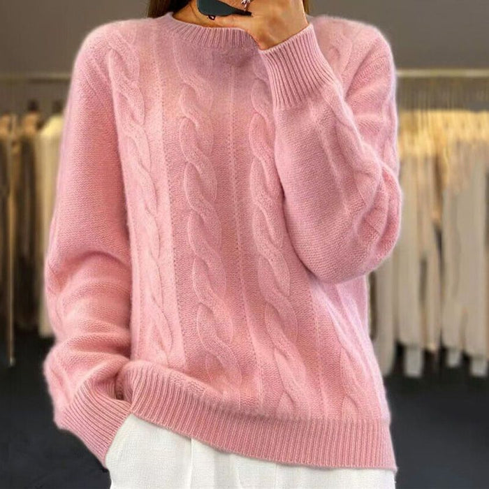 Women's Comfortable Solid Color Knitted Cashmere Jumper | Ideal for Winter