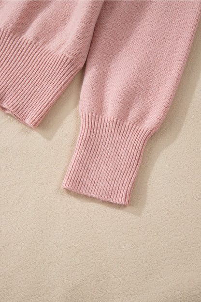 Women's Refined Textured Pink Cashmere Knit Button-Up Cardigan with Pearls| Ideal for Winter