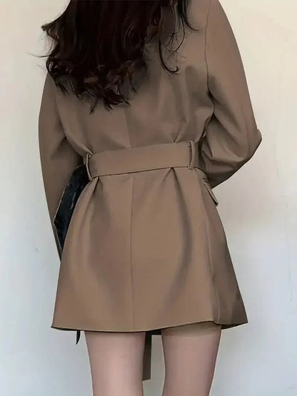 Women's Casual Pocket Blazer Dress with Long Belt | Perfect for Casual Days