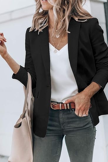 Women's Elegant solid-color blazer with pockets | Perfectr for Casual Days