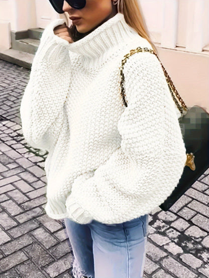 Women's Knitted Casual Turtleneck Jumper with Long Sleeves | Ideal for Winter