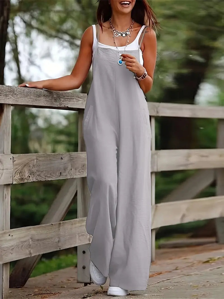 Women's Loose Fit Sleeveless Linen Jumpsuit | Ideal for Summer