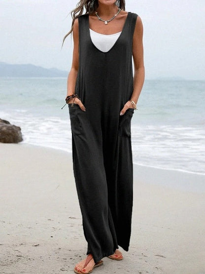 Women's Casual Baggy Sleeveless Jumpsuit with Pockets | Ideal for Summer