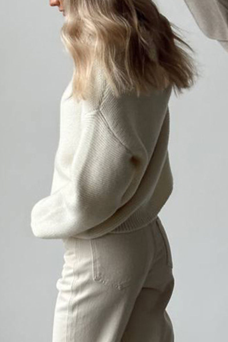 Women's Fashionable Plain White Cashmere Jumper | Ideal for winter