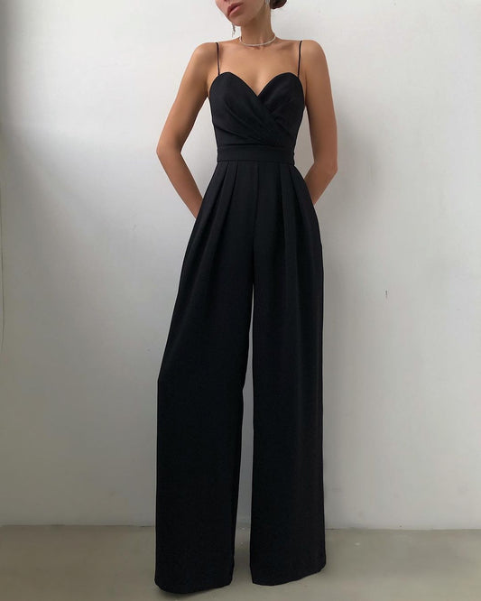 Women's Elegant Spaghetti Strap Wide Leg Jumpsuit | Ideal for Summer