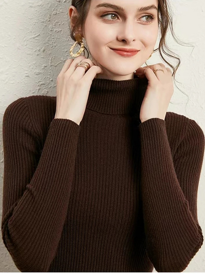 Women's Comfortable Ribbed and Soft Knitted Turtleneck Jumper | Ideal for Winter