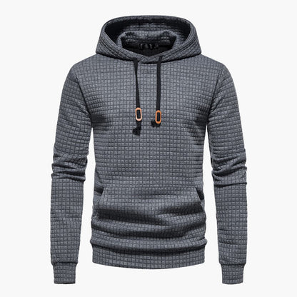 Men's Solid Colour Hoodie with Patterned Geometric Design | Ideal for Winter