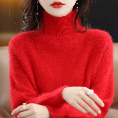 Women's Elegant Hollow Print Turtleneck Knitted Jumper for Women | Ideal for Winter