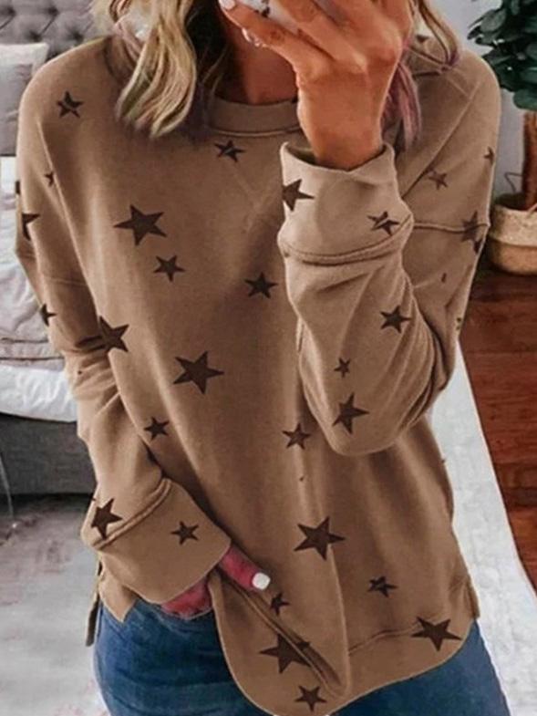 Women's Warm Star Print Round Neck Jumper | Ideal for Winter