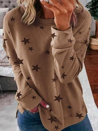 Women's Warm Star Print Round Neck Jumper | Ideal for Winter