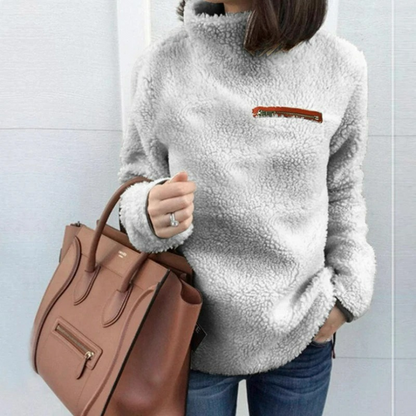 Warm Fleece Turtleneck Sweater with Zipper for Women | Ideal for Winter