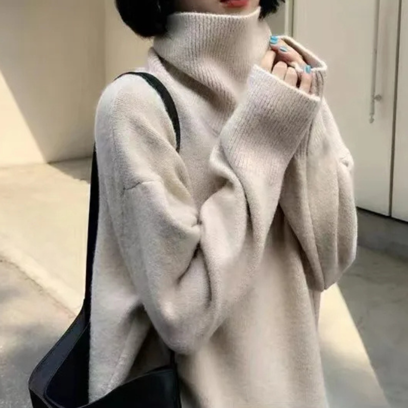 Women's Soft Oversized Turtleneck Knitted Jumper | Ideal for Winter