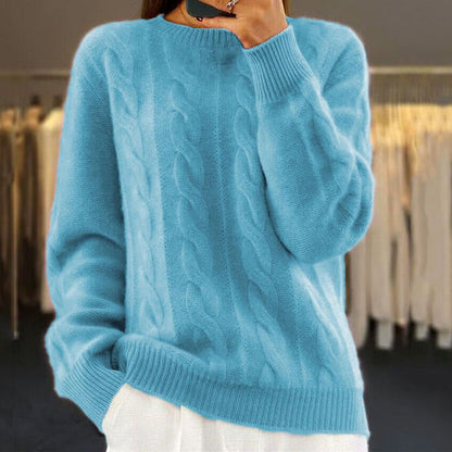 Women's Comfortable Solid Color Knitted Cashmere Jumper | Ideal for Winter