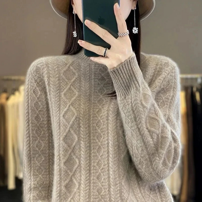 Stylish Cable Knit Turtleneck Jumper for Women | Ideal for winter