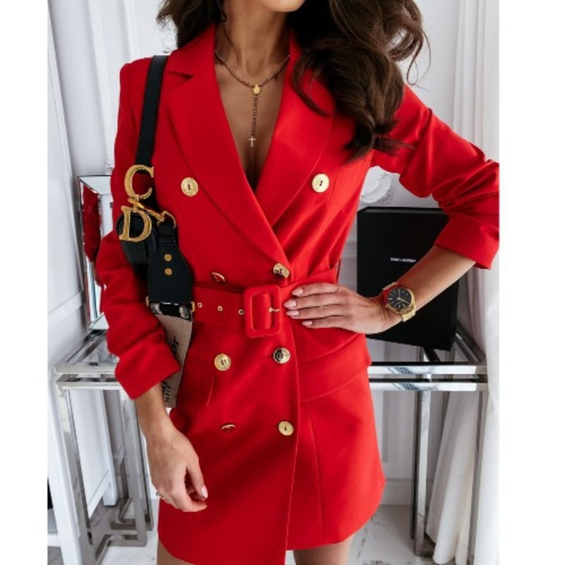 Trench Coat With Solid Color And Belted Design Stylish Double Button For Women | Perfect for Everyday Wear