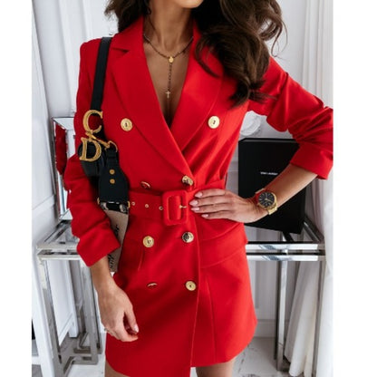 Trench Coat With Solid Color And Belted Design Stylish Double Button For Women | Perfect for Everyday Wear