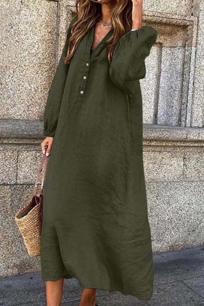 Women's Oversized Button-Up Long Sleeve Shirt Dress | Ideal for Summer