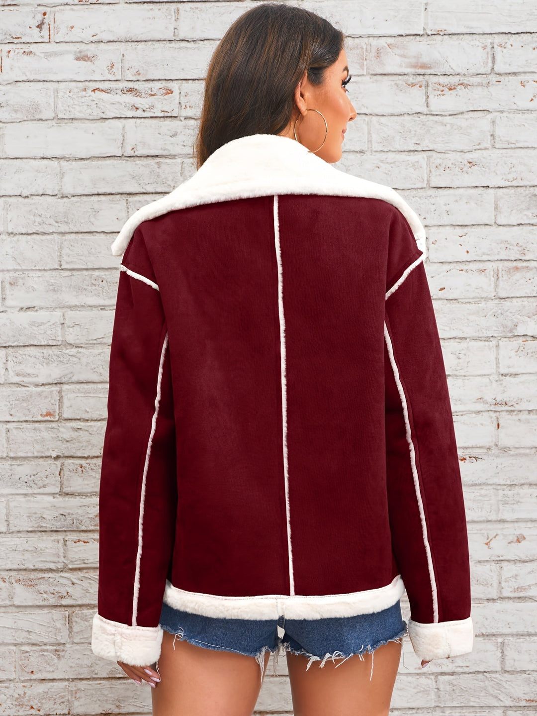 Women's Casual Warm Plush Jacket with Faux Fur Collar | Ideal for Autumn/Winter