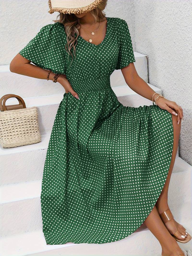 Variant image for Women's Casual Comfortable Dress with Short Sleeves for Summer Outings-17