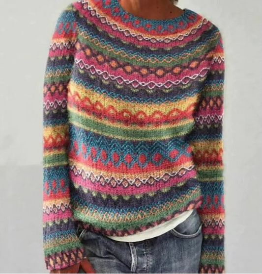 Holly - Women's Sweater with Striped Design