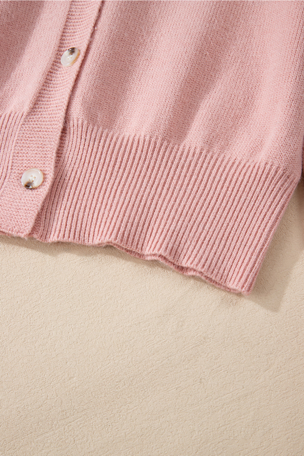 Women's Refined Textured Pink Cashmere Knit Button-Up Cardigan with Pearls| Ideal for Winter