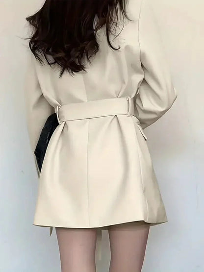 Women's Casual Pocket Blazer Dress with Long Belt | Perfect for Casual Days