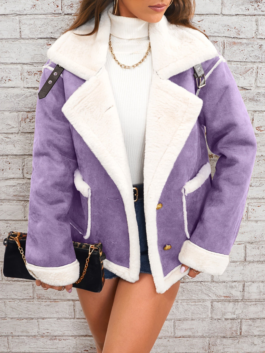 Women's Casual Warm Plush Jacket with Faux Fur Collar | Ideal for Autumn/Winter