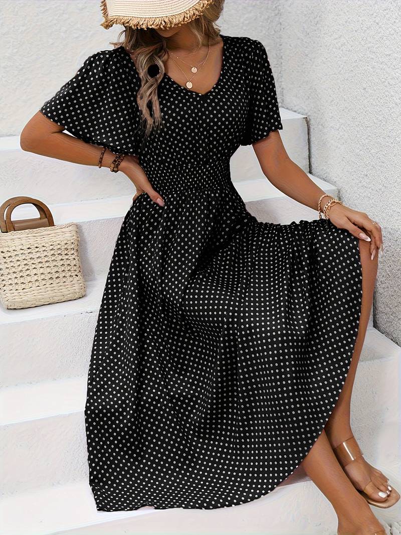Variant image for Women's Casual Comfortable Dress with Short Sleeves for Summer Outings-25