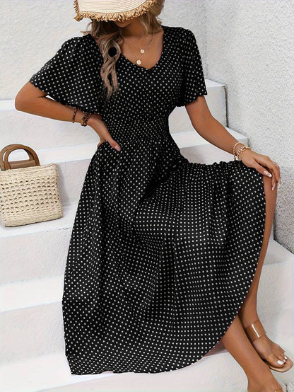 Variant image for Women's Casual Comfortable Dress with Short Sleeves for Summer Outings-25