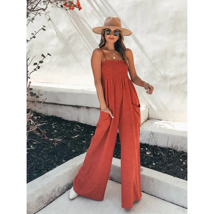 Women's Loose Wideleg Sleeveless Jumpsuit with Pockets | Ideal for Summer