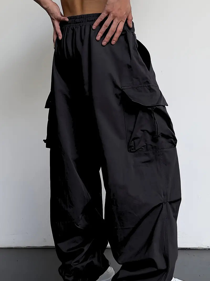 Men's Relaxed Casual Black Loose Fit Cargo Pants | Perfect for Casual Days