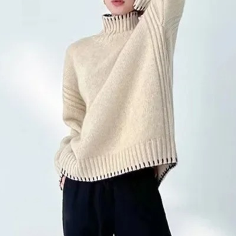 Women's Comfortable Soft Loose Knitted Turtleneck Jumper | Ideal for Winter