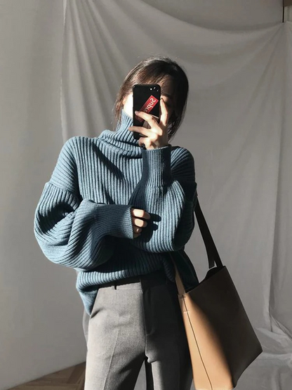 Oversize Thick Lined Turtleneck Jumper for Women |  Ideal for Winter