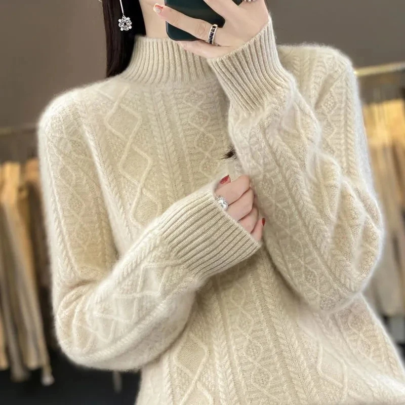 Stylish Cable Knit Turtleneck Jumper for Women | Ideal for winter