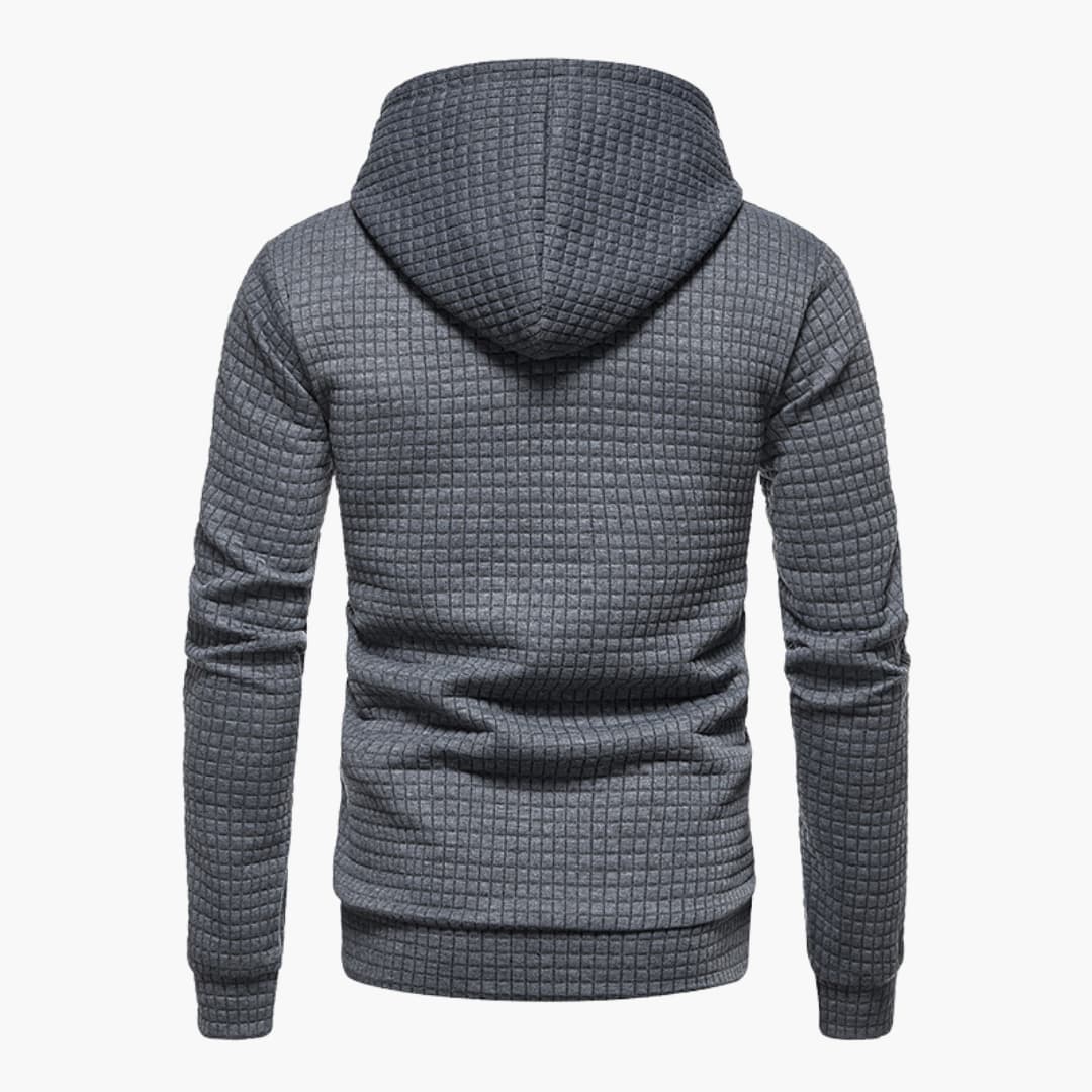 Men's Solid Colour Hoodie with Patterned Geometric Design | Ideal for Winter