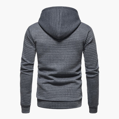 Men's Solid Colour Hoodie with Patterned Geometric Design | Ideal for Winter