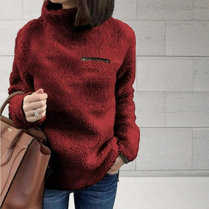 Warm Fleece Turtleneck Sweater with Zipper for Women | Ideal for Winter