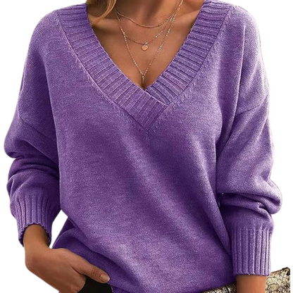 Women's Elegant Chic V-Neck Cashmere Sweater | Perfect for Everyday Wear