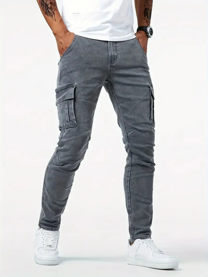 Men's Trendy Slim-Fit Cargo Jeans with Pockets | Perfect for Casual Days