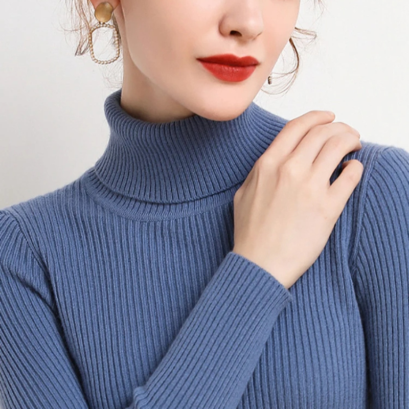 Women's Slim Fit Turtleneck Knitted Jumper | Ideal for Winter