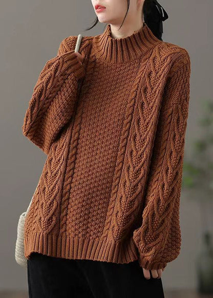 Women's Loose Fit High Neck Cable Knit Jumper | Ideal for Winter