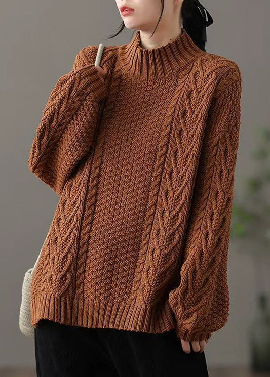 Women's Loose Fit High Neck Cable Knit Jumper | Ideal for Winter