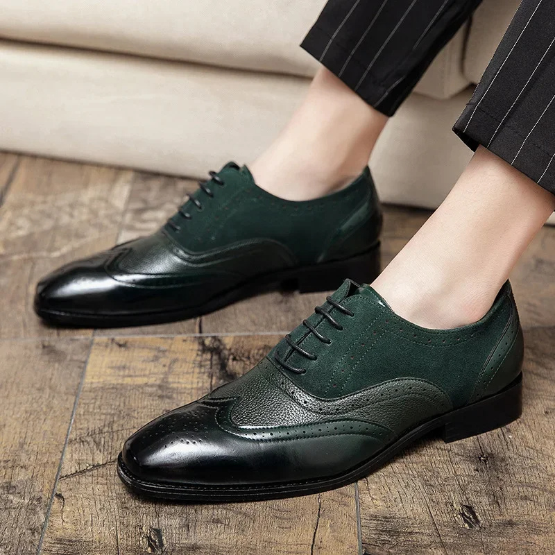 Men's Stylish Vegan Leather Formal Dress Shoes with Wingtip and Brogue Details | Eco-Friendly Materials Ideal for All Seasons