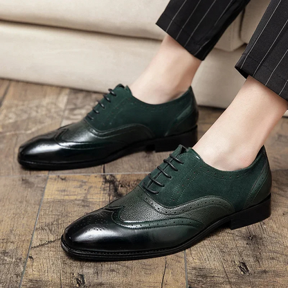 Men's Stylish Vegan Leather Formal Dress Shoes with Wingtip and Brogue Details | Eco-Friendly Materials Ideal for All Seasons