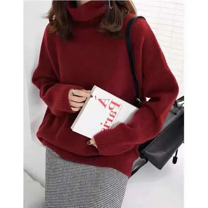 Women's Soft Oversized Turtleneck Knitted Jumper | Ideal for Winter