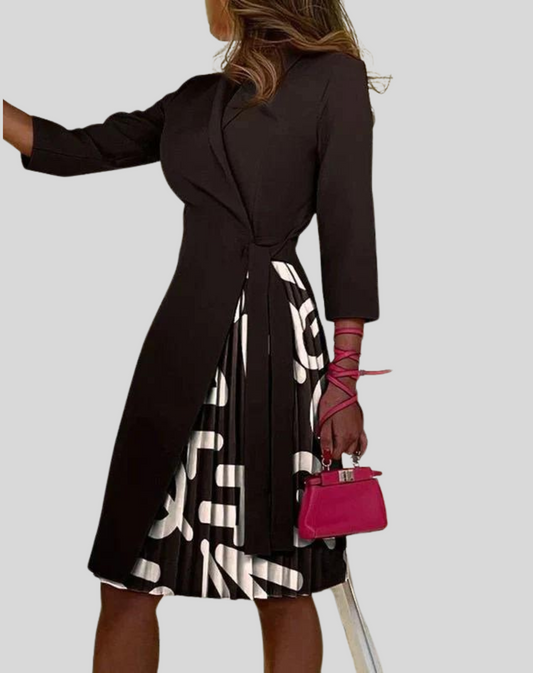 Women's Stylish Multicolored Blazer Dress with Half Sleeves and Side Belt | Perfect for Casual Days