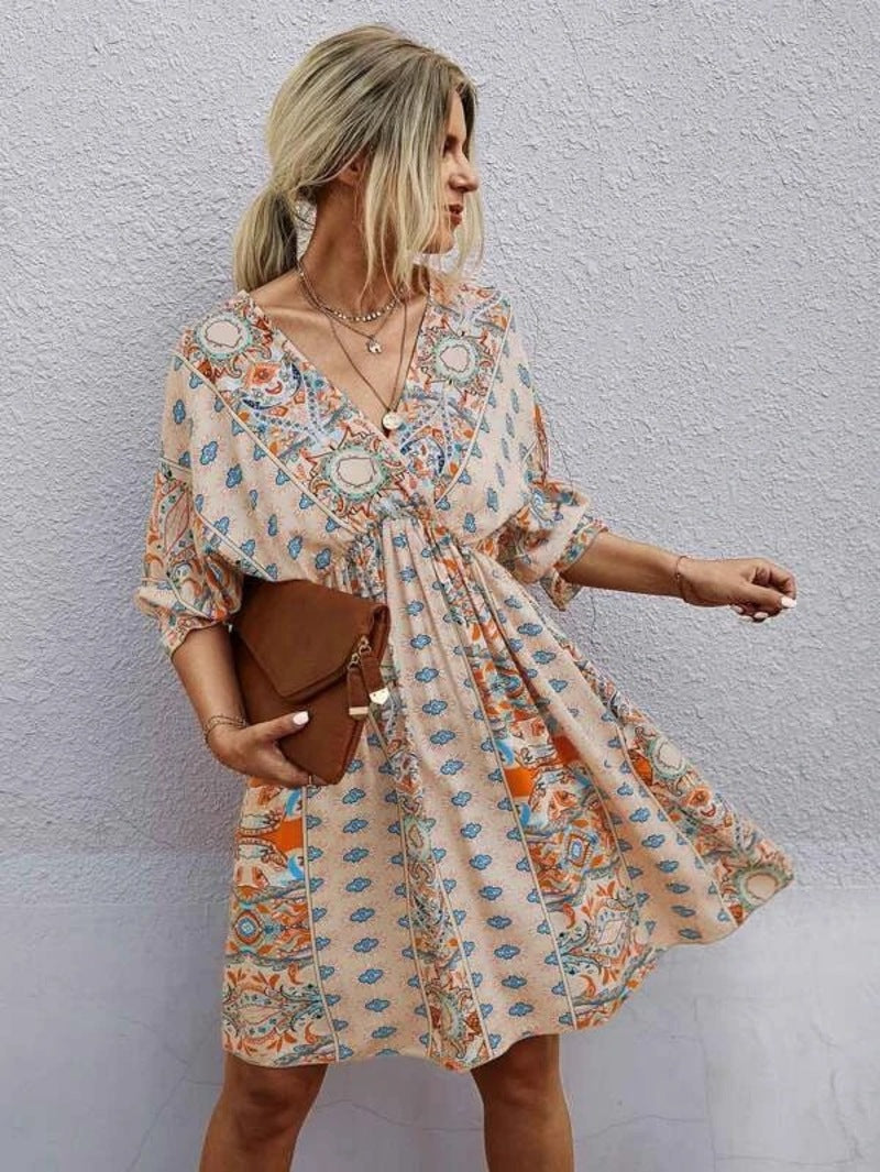 Women's Summer Elegant Off-Shoulder Boho Midi Dress | Ideal for Summer