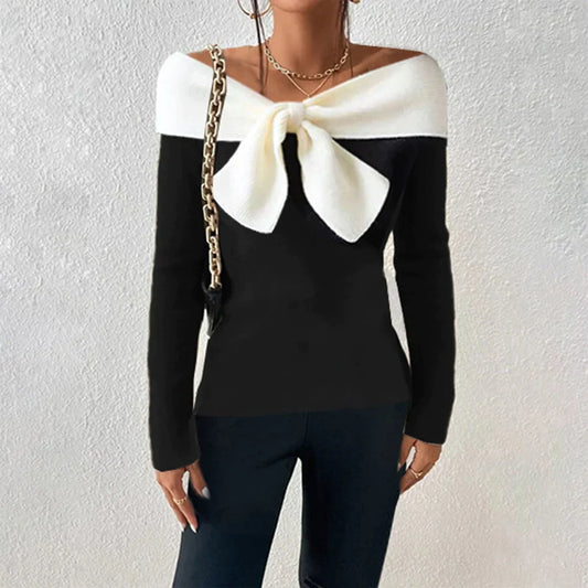 Chic Off-Shoulder Black Jumper for Women | Ideal for Winter
