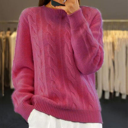 Women's Comfortable Solid Color Knitted Cashmere Jumper | Ideal for Winter